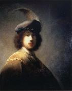 REMBRANDT Harmenszoon van Rijn Self-Portrait with Plumed Beret oil